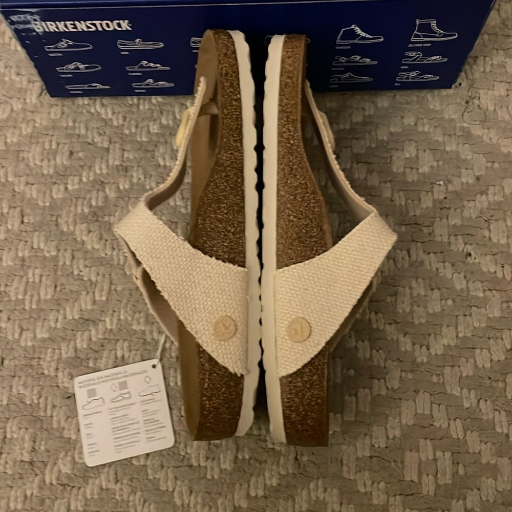 Birkenstock Textured Cream Sandals - Picture 3 of 5